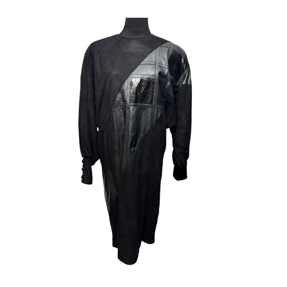 Dominic Bellissimo Vintage Suede Long Sleeve Dress Black